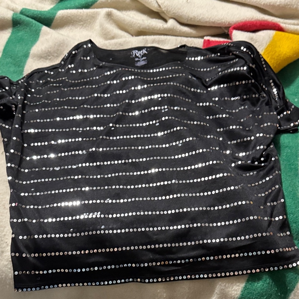 Wrangler Rock 47 Black Sequin Mesh Top